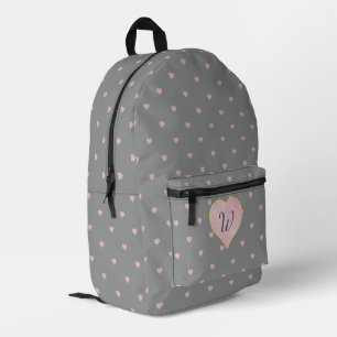 Stars Within Hearts on Grey Printed Backpack