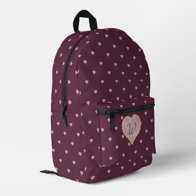 Stars Within Hearts on Port Printed Backpack (Back Corner Left)