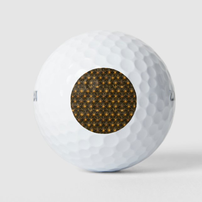 Starshield Radiata | Celestial Gold Geometric Golf Balls (Front)