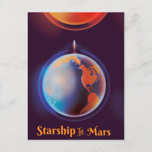 Starship to Mars Postcard