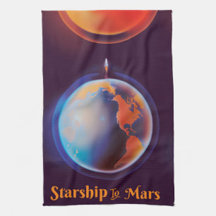 Starship to Mars Tea Towel