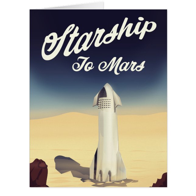 Starship to Mars vintage style space travel. (Front)