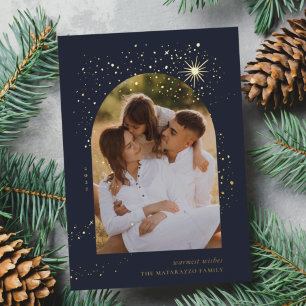 Starshower Arch Photo Foil Holiday Card