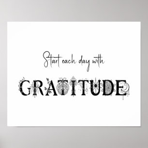 Start each day with gratitude Lotus moon spiritual Poster