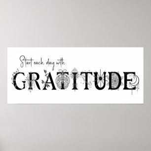 Start each day with gratitude Lotus moon spiritual Poster