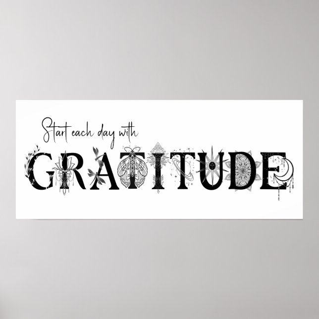 Start each day with gratitude Lotus moon spiritual Poster (Front)