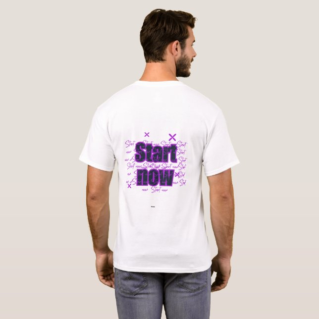 Start Now – Purple Motivational Design T-Shirt (Back Full)