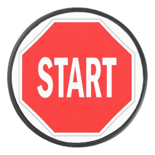 start road traffic sign symbol stop hockey puck