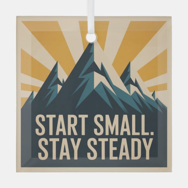 Start Small. Stay Steady Glass Tree Decoration (Front)