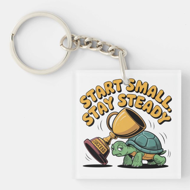 Start Small. Stay Steady Key Ring (Front)