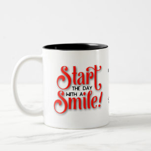 Start the Day With a Smile Personalise Two-Tone Coffee Mug