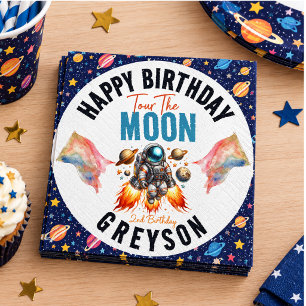 start tow the moon 2nd Birthday Space  Napkin