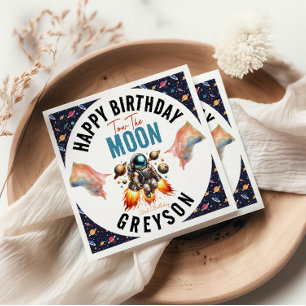 start tow the moon 2nd Birthday Space Napkin