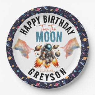 start tow the moon 2nd Birthday Space  Paper Plate