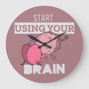 Start Using Your Brain Funny Brain Design Large Clock