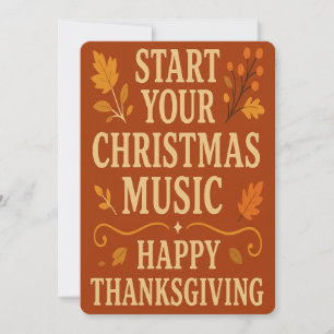 Start Your Christmas Music Happy Thanksgiving Fall Holiday Card