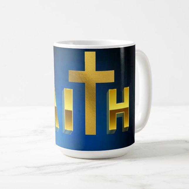 "Start your day with a sip of faith." Mug (Front Right)