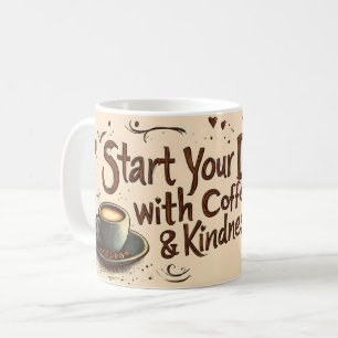Start Your Day with Coffee & Kindness Quote Mug