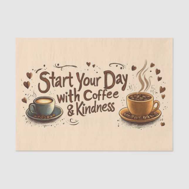 Start Your Day with Coffee & Kindness Quote Tissue Paper (Front)