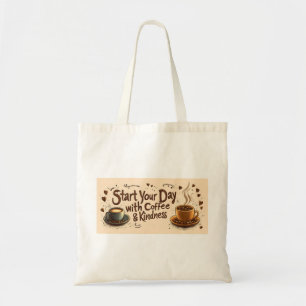 Start Your Day with Coffee & Kindness Quote Tote Bag