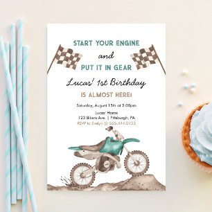 Start Your Engine Dirt Bike Motocross Boy Birthday Invitation