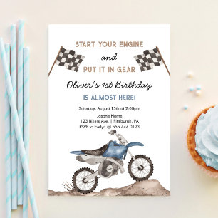 Start Your Engine Dirt Bike Motocross Boy Birthday Invitation