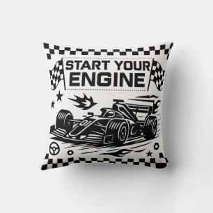 Start Your Engine Throw Pillow Gift for Racing Lov