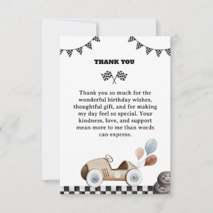 Start Your Engines Birthday Thank You Card
