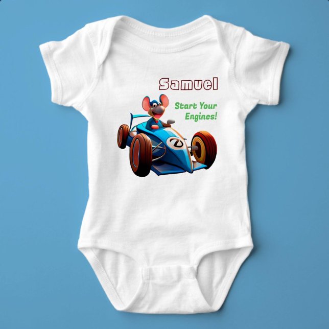 Start Your Engines Custom Name Baby Bodysuit (Start Your Engines)