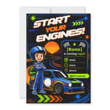 Start Your Engines! Editable Race Car Bday party.