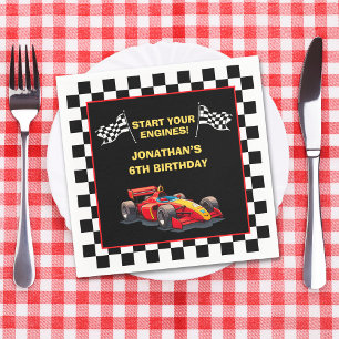 Start Your Engines! Fun Racing Driver Birthday  Napkin