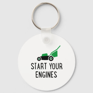 Start your Engines Lawn Mower Key Ring