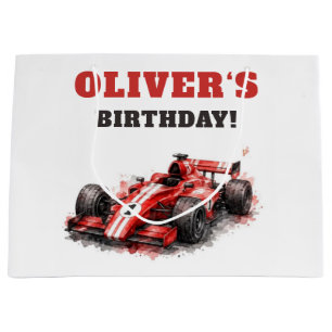 Start Your Engines! Red Race Car Birthday Large Gift Bag