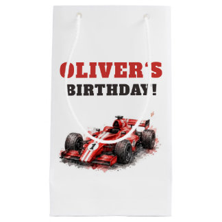 Start Your Engines! Red Race Car Birthday Small Gift Bag