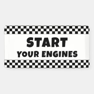 Start Your Engines Welcome Banner   Racing Birthda