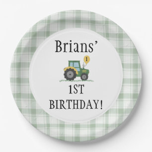 Start Your Tractor Round Paper Plate 