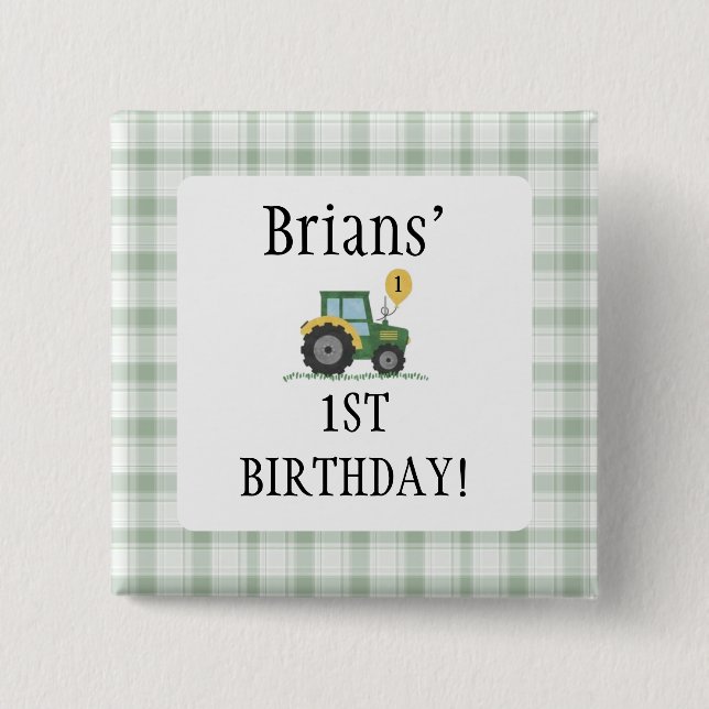 Start Your Tractor Square Button (Front)