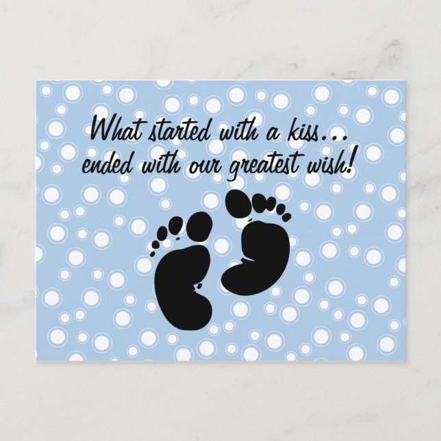 Started With A Kiss Wish Blue Custom Postcard (Front)