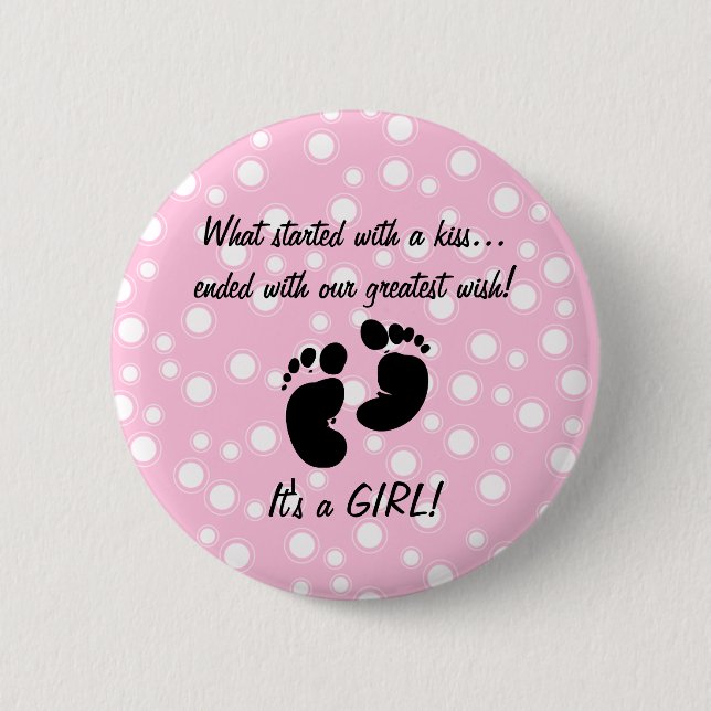 Started With A Kiss Wish Pink Custom 6 Cm Round Badge (Front)