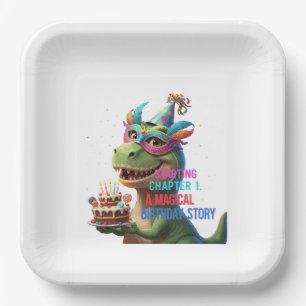 Starting Chapter 1 - Magical Dinosaur 1st Birthday Paper Plate