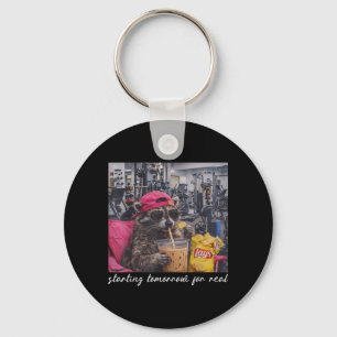 Starting Tomorrow For Real Funny Racoon Gym Key Ring