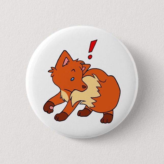 Startled Fox 6 Cm Round Badge (Front)