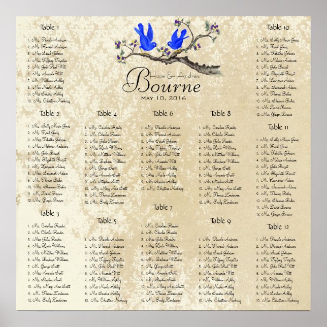 Starts at $13.20 Seating Chart 12 Tables (Front)