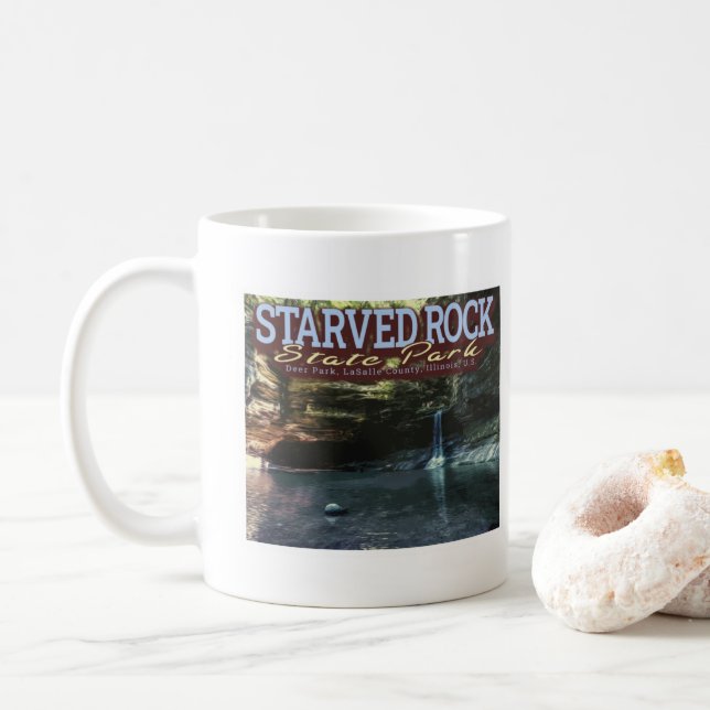 STARVED ROCK STATE PARK - OGLESBY - ILLINOIS US COFFEE MUG (With Donut)