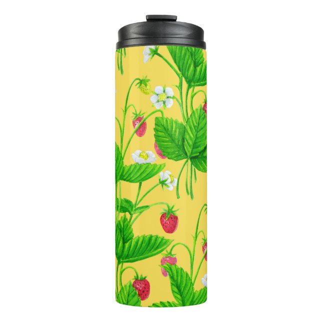 Starwberry garden on yellow thermal tumbler (Front)