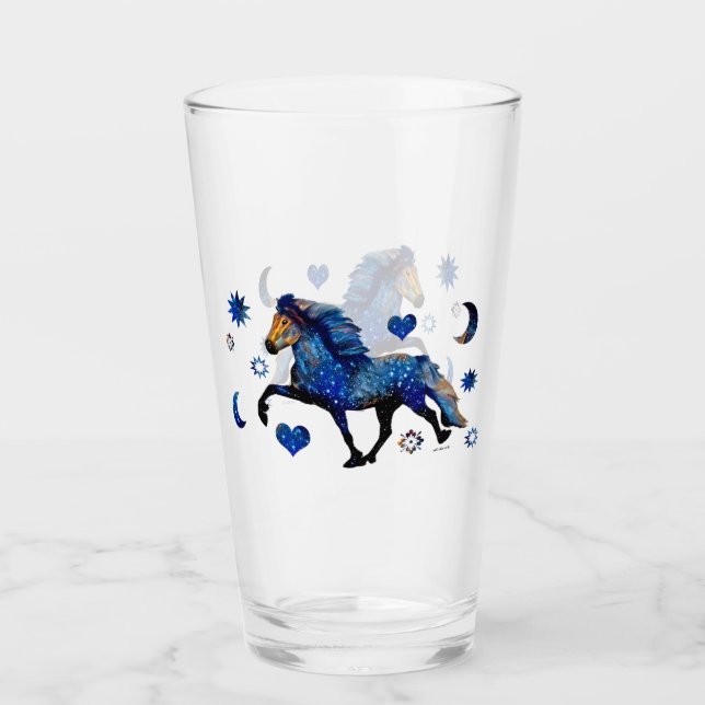 Stary Night Charismatic Tolting Icelandic horse Glass (Front)