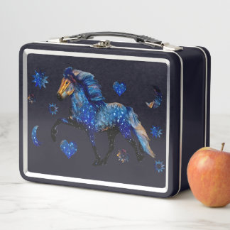 Stary Night Charismatic Tolting Icelandic horse  Metal Lunch Box