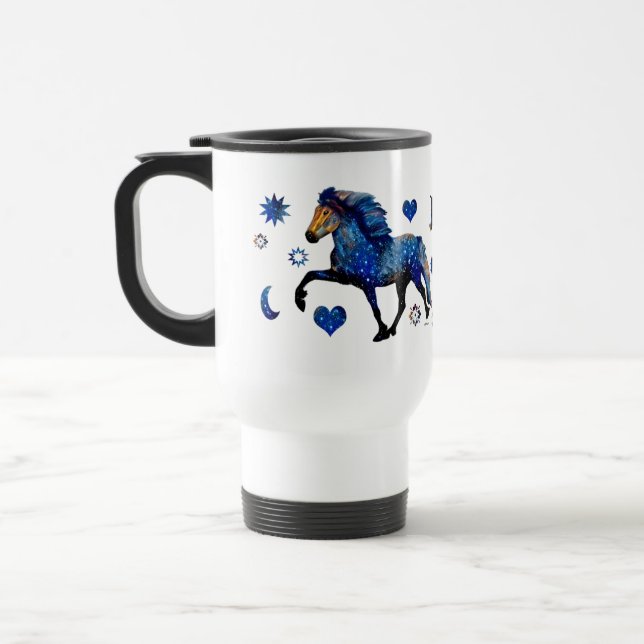 Stary Night Charismatic Tolting Icelandic horse Travel Mug (Left)