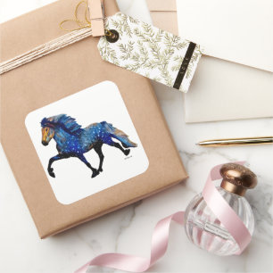Stary Night Icelandic Horse Square Sticker
