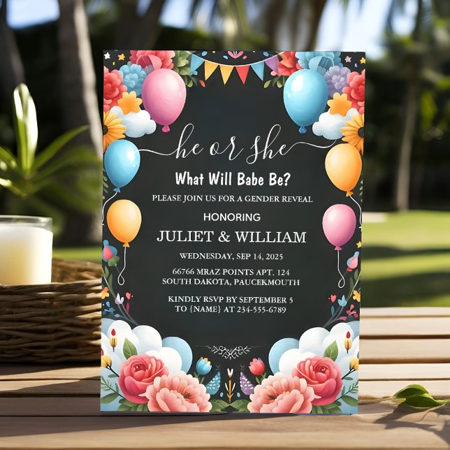 Stash Fun Cloud Family In Spanish Gender Reveal Invitation (Creator Uploaded)